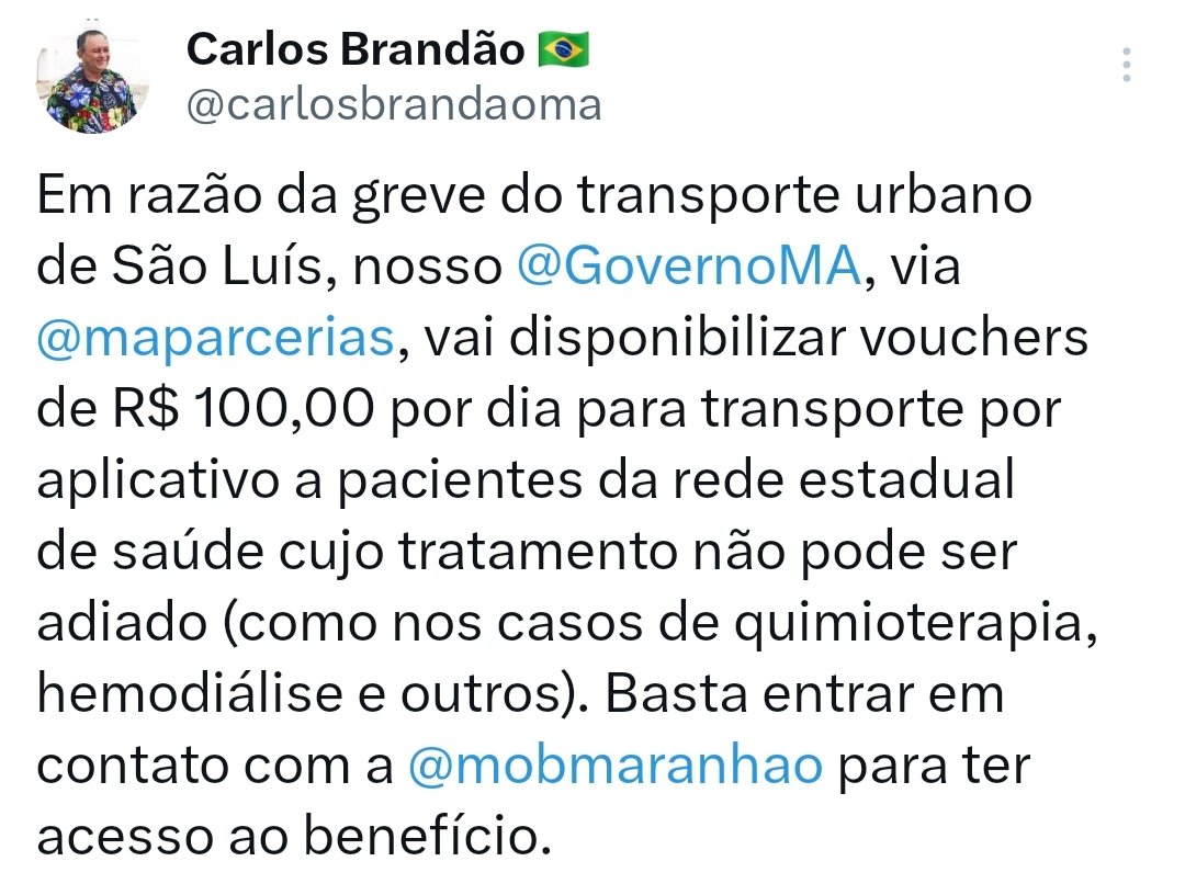 Brandão confirma voucher para pacientes de tratamento de saúde contínuo e já explicou como será aplicado o projeto