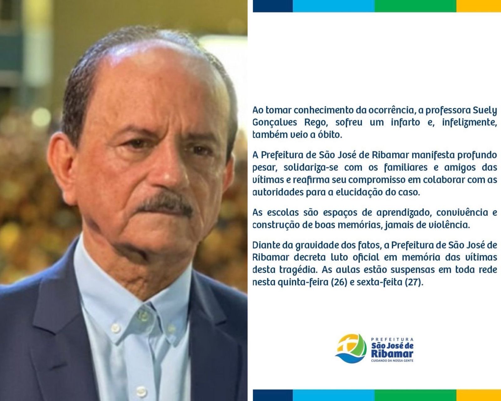 Prefeitura de São José de Ribamar divulga nota oficial suspendendo aulas nesta quinta e sexta-feira