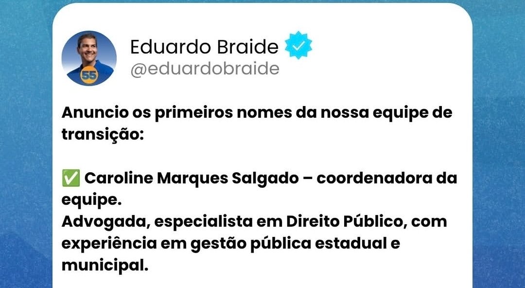 Braide anuncia primeiros nomes da equipe de transição